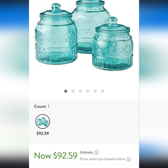 🛒🛍️💥Gently used Pioneer Woman glass teal blue 6 piece canister set - Picture 13 of 13